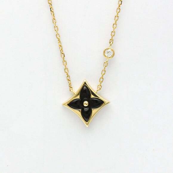 LOUIS VUITTON Jewelry - Louis Vuitton Pandantif Star Blossom BB Onyx Diamond Necklace Q93699 Yellow G...